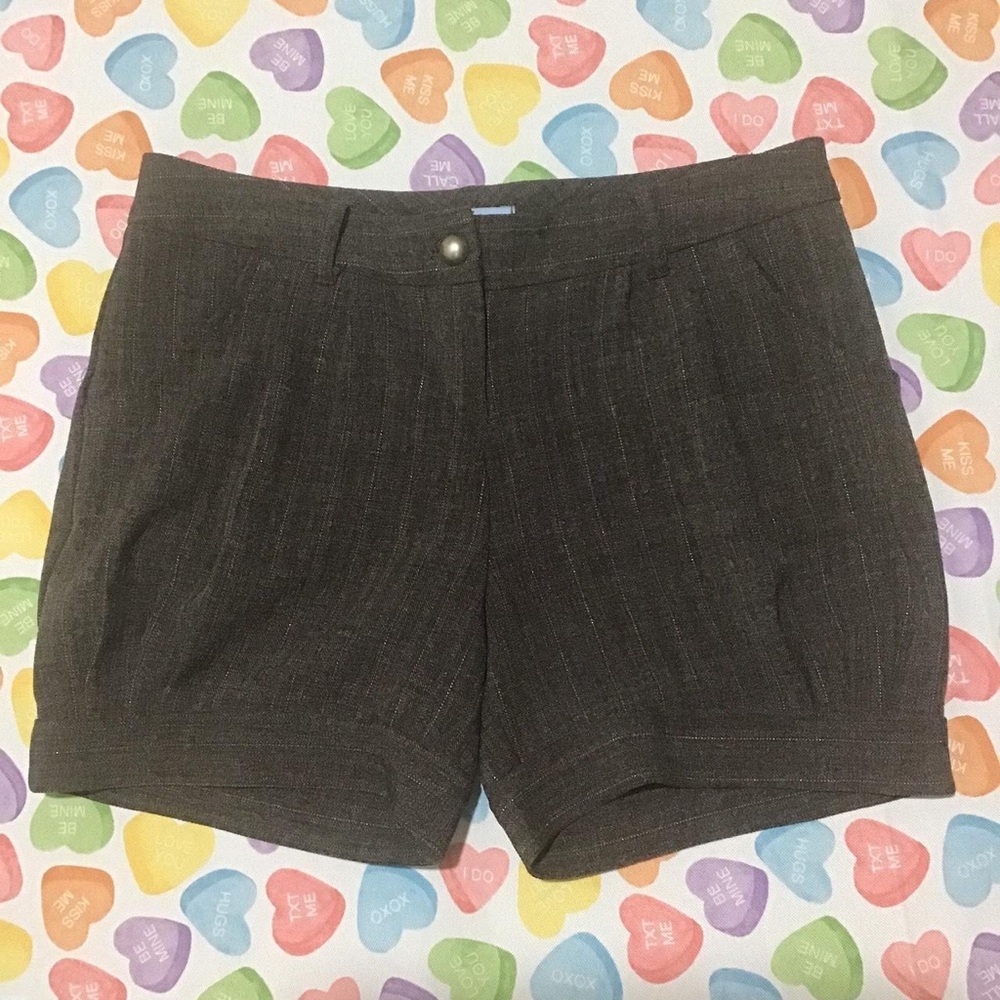 Vintage Closet Women’s Brown Gold Plaid Bloomer Shorts with Matte Gold Button